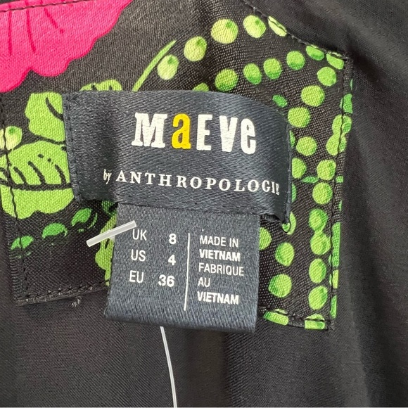 Maeve Anthropologie Satin Feel Sleeveless Ruched Floral Midi Dress Size 4 - Picture 3 of 15